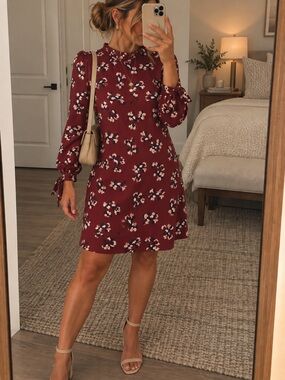 Banana Republic Burgundy Floral Mini Dress